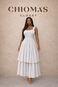 White Elegance Strap Dress with Layers