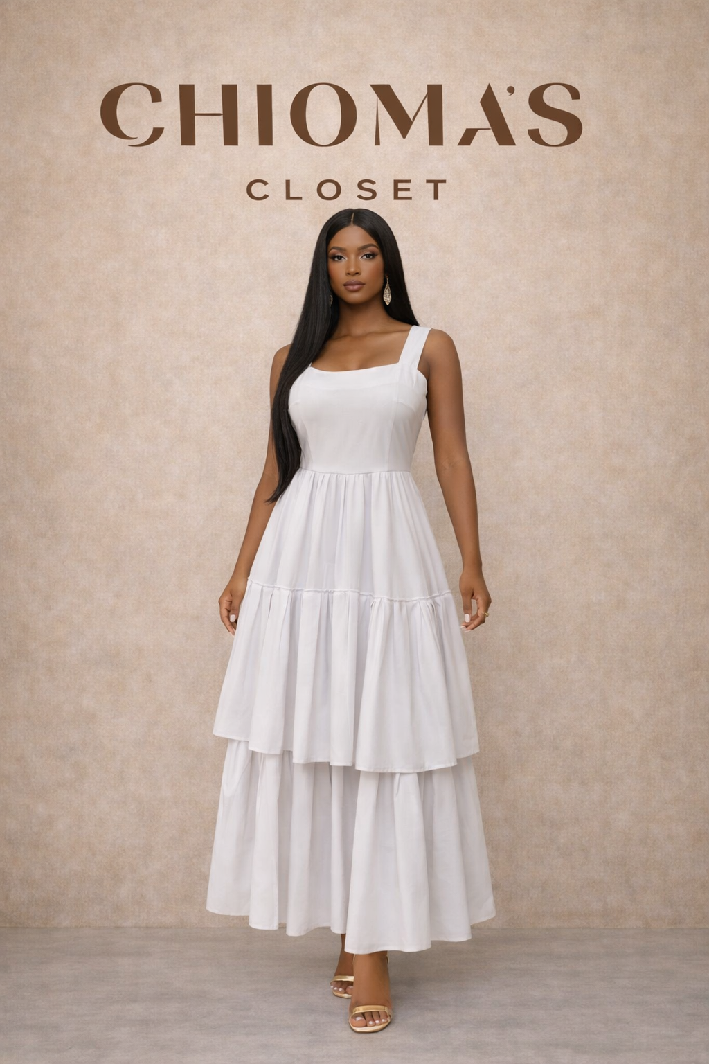 White Elegance Strap Dress with Layers