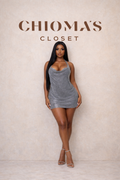Silver Dazzling Mini Dress with Halter Neck Strap