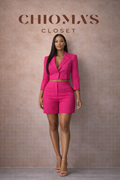 Pink Two-piece Crop Blazer and Short Set