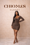 Metallic Bronze Ruched Bodycon Dress With Deep Neckline