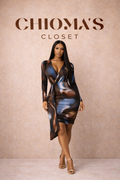 Multicolored Bodycon Dress With V Wrap Neckline