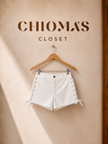 Nude Faux Leather Lace-Up Shorts