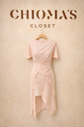 Nude Satin Midi Dress