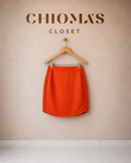 Orange Button-Detail A-Line Mini Skirt