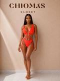 Orange Crisscross Cutout Swimsuit