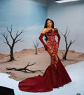Red Detailed Mesh Dress