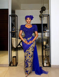 Royal Blue Embellished Ankara Gown