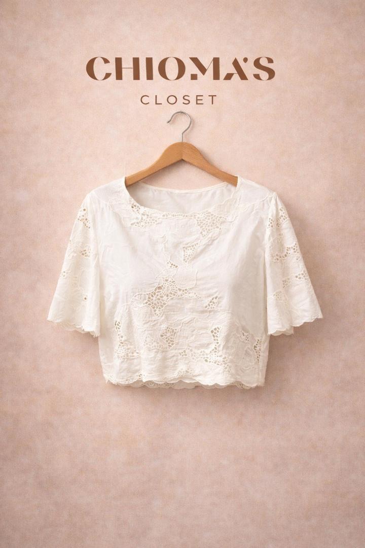 Short Sleeve Lace Detail Blouse