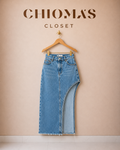 Side-Slit Denim Skirt