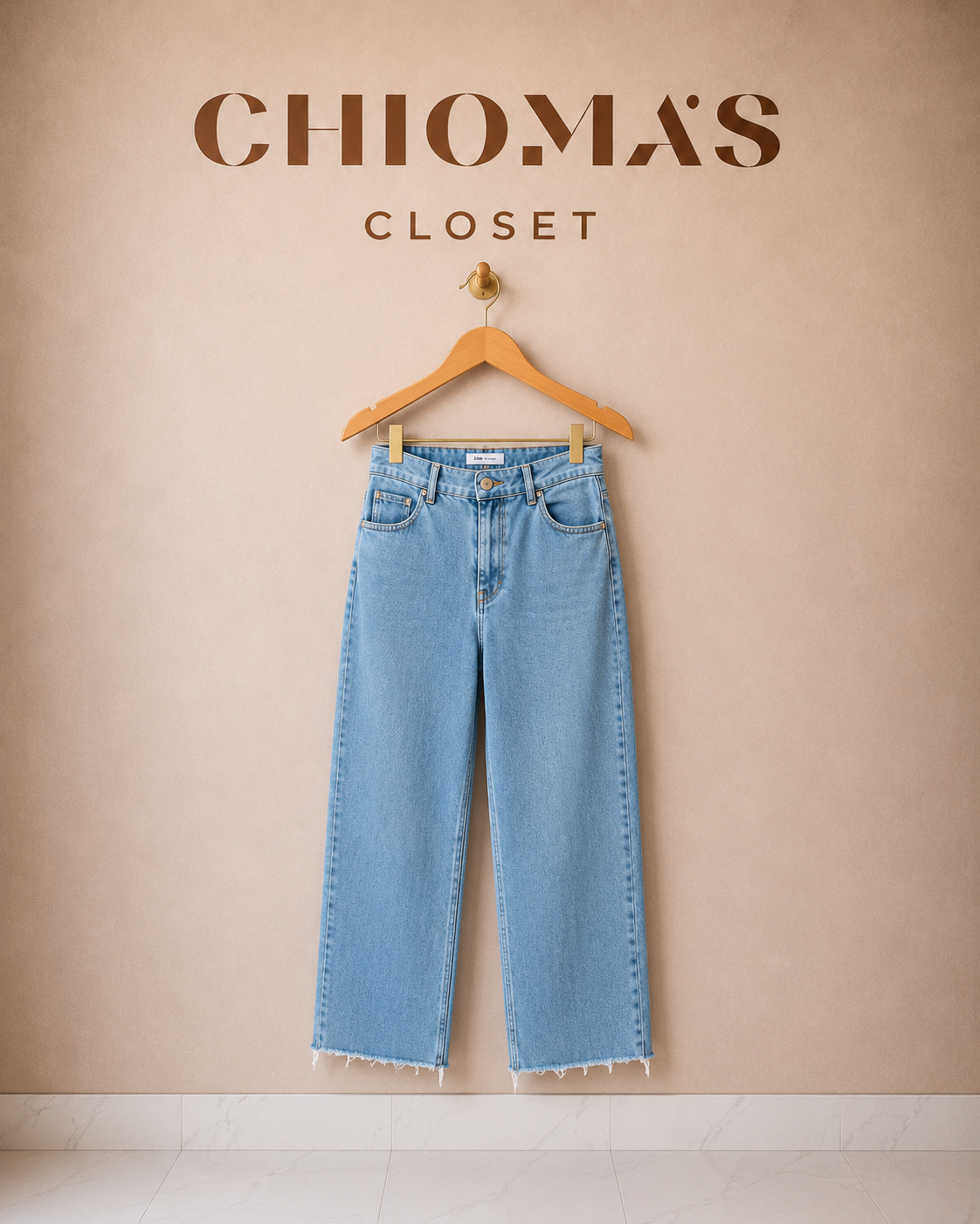 Sky Blue Wide Leg Denim Pant