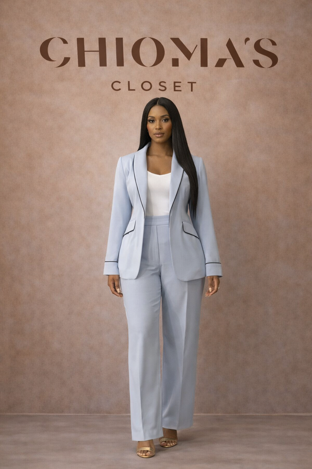 Sky Blue Blazer and Trouser Set