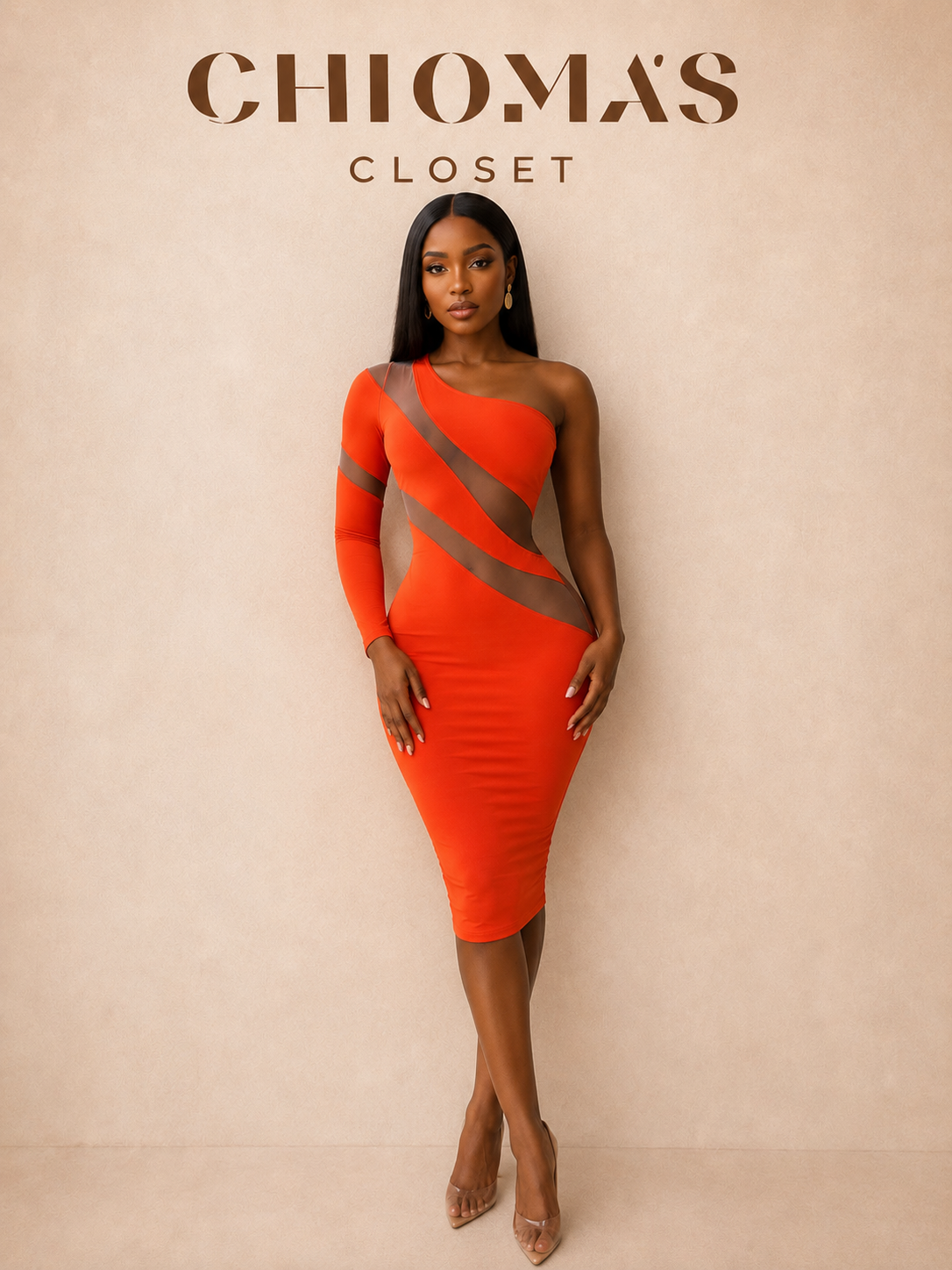 Sunset Mesh Illusion Midi Dress