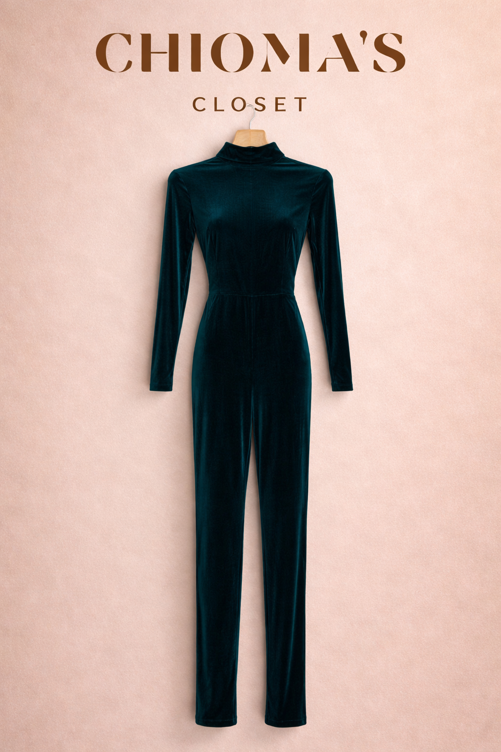 Teal Green Velvet Jumpsuit