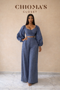 Templ8te Blue Ballon Sleeves Co-ord