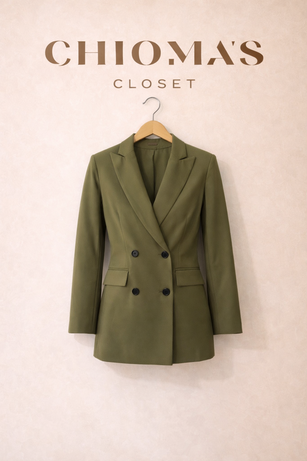 Army Green Blazer with Black Buttons