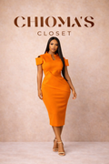 Vibrant Orange Dress with Asymmetrical Detailing