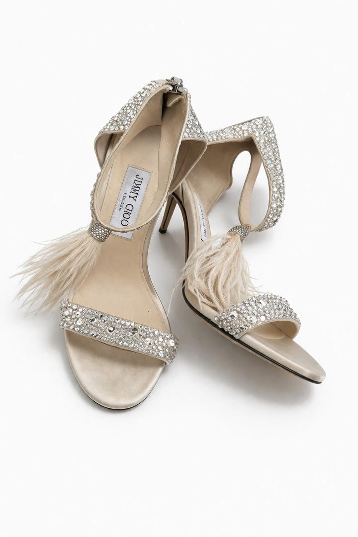 Jimmy Choo Viola 110 Crystal Feather Sandals (UK 5 / EU 38)