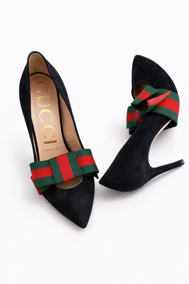 Gucci Suede Pumps with Removable Web Bow (UK 5 / EU 38)