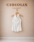 White Cowl Neck Halter Top