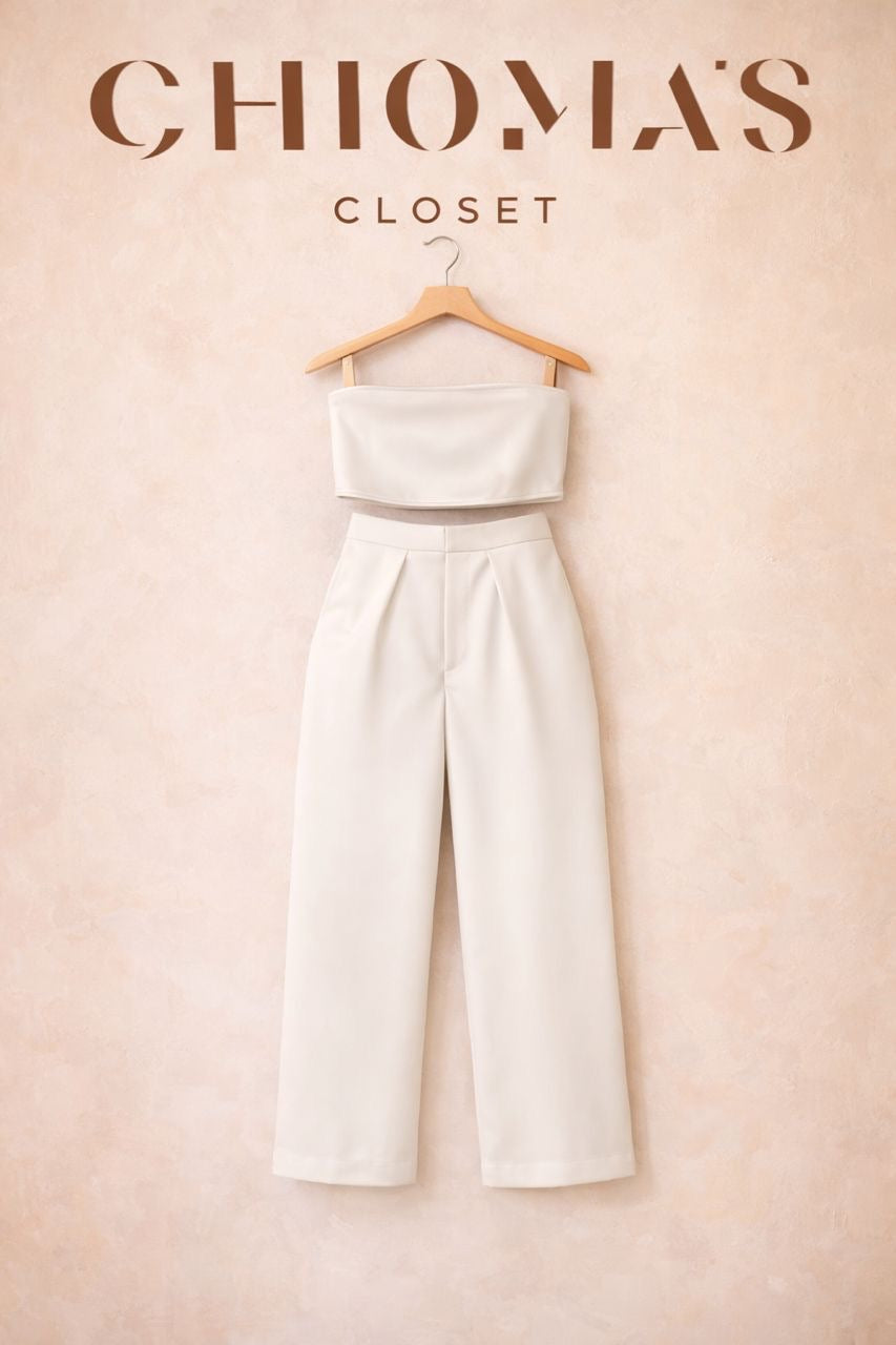 White Bralette and Trousers 2 Piece Set