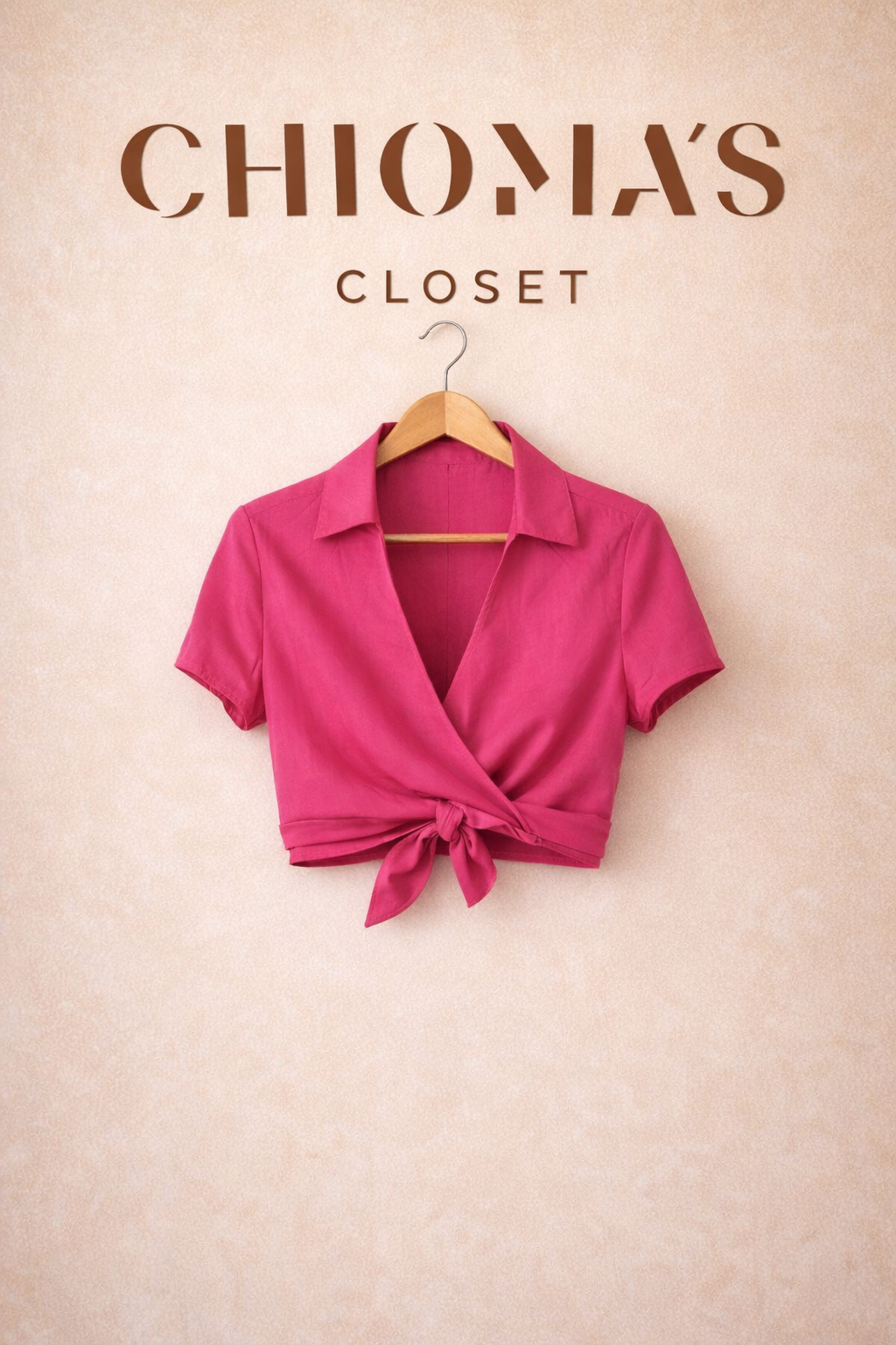 Pink Wrap Top with Deep V-neckline