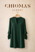 Dark Green Blouse with Tie Sleeve