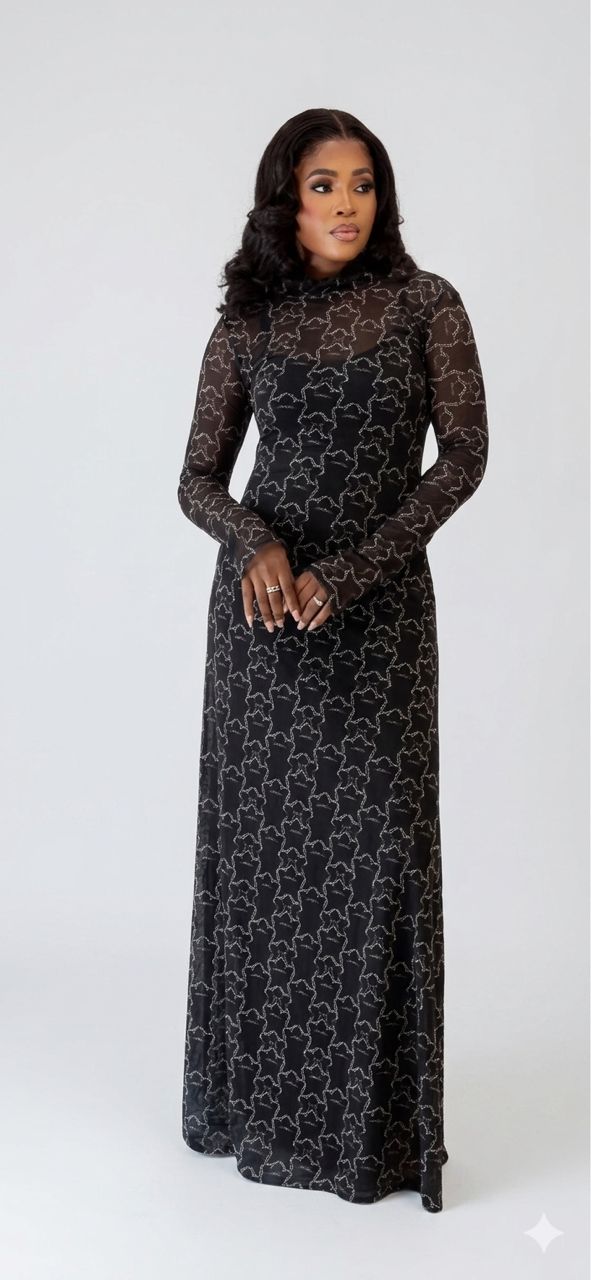 Monogram Turtleneck Long Sleeve Dress