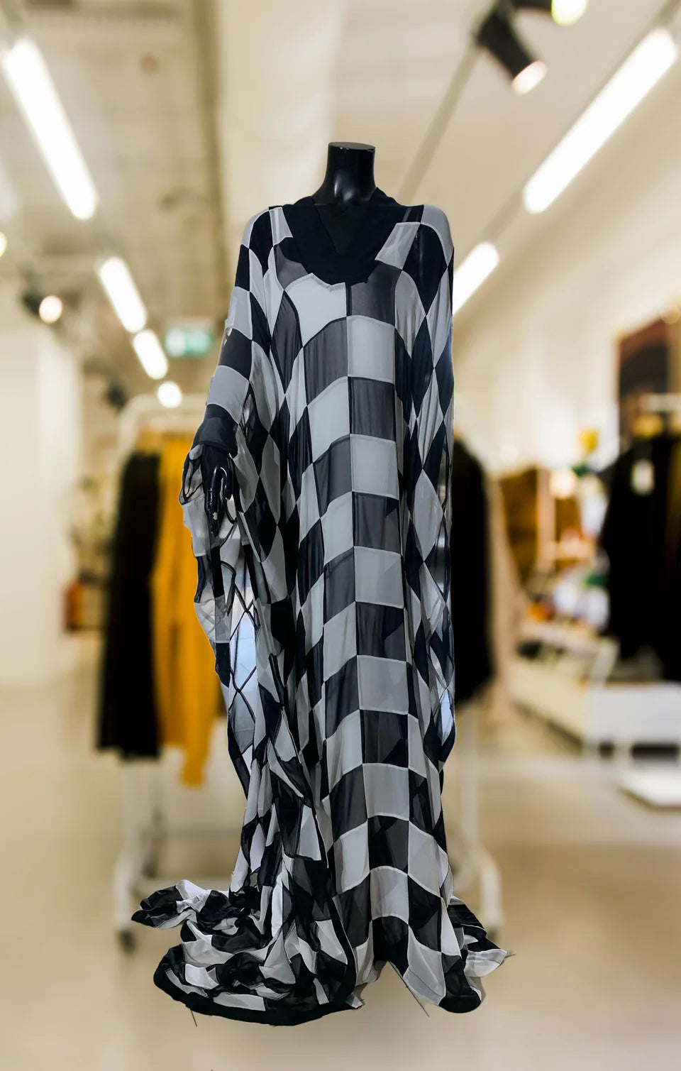 Silk Chiffon Checkered Kaftan