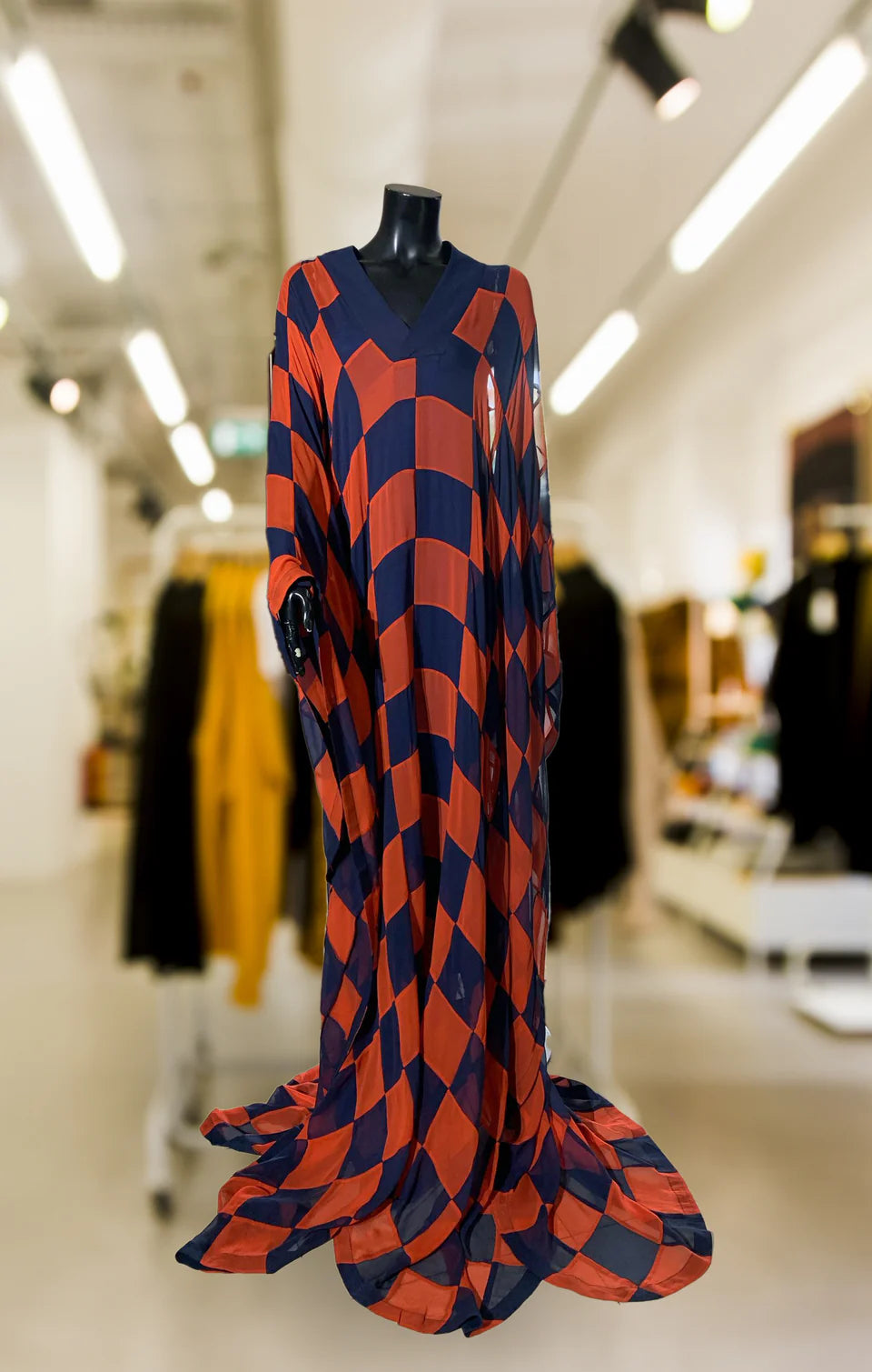 Silk Chiffon Checkered Kaftan