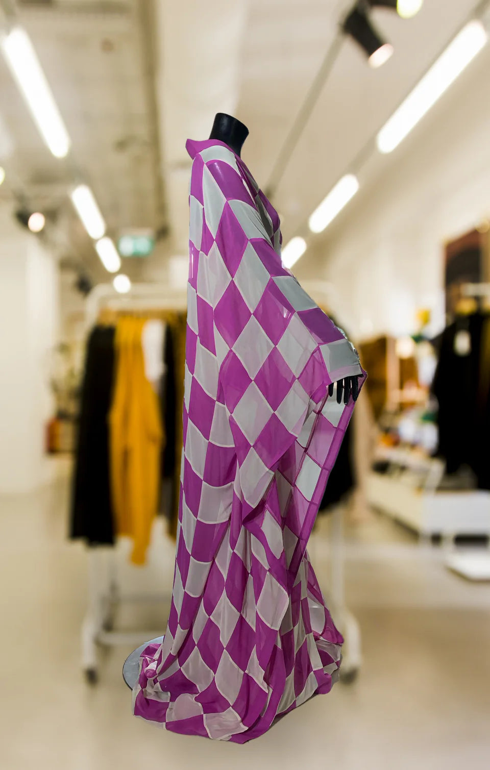 Silk Chiffon Checkered Kaftan